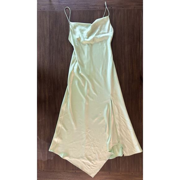 Alice + Olivia Dress Womens Medium 6 8 Green Sage Midi Harmony Asymmetrical - Picture 4 of 14